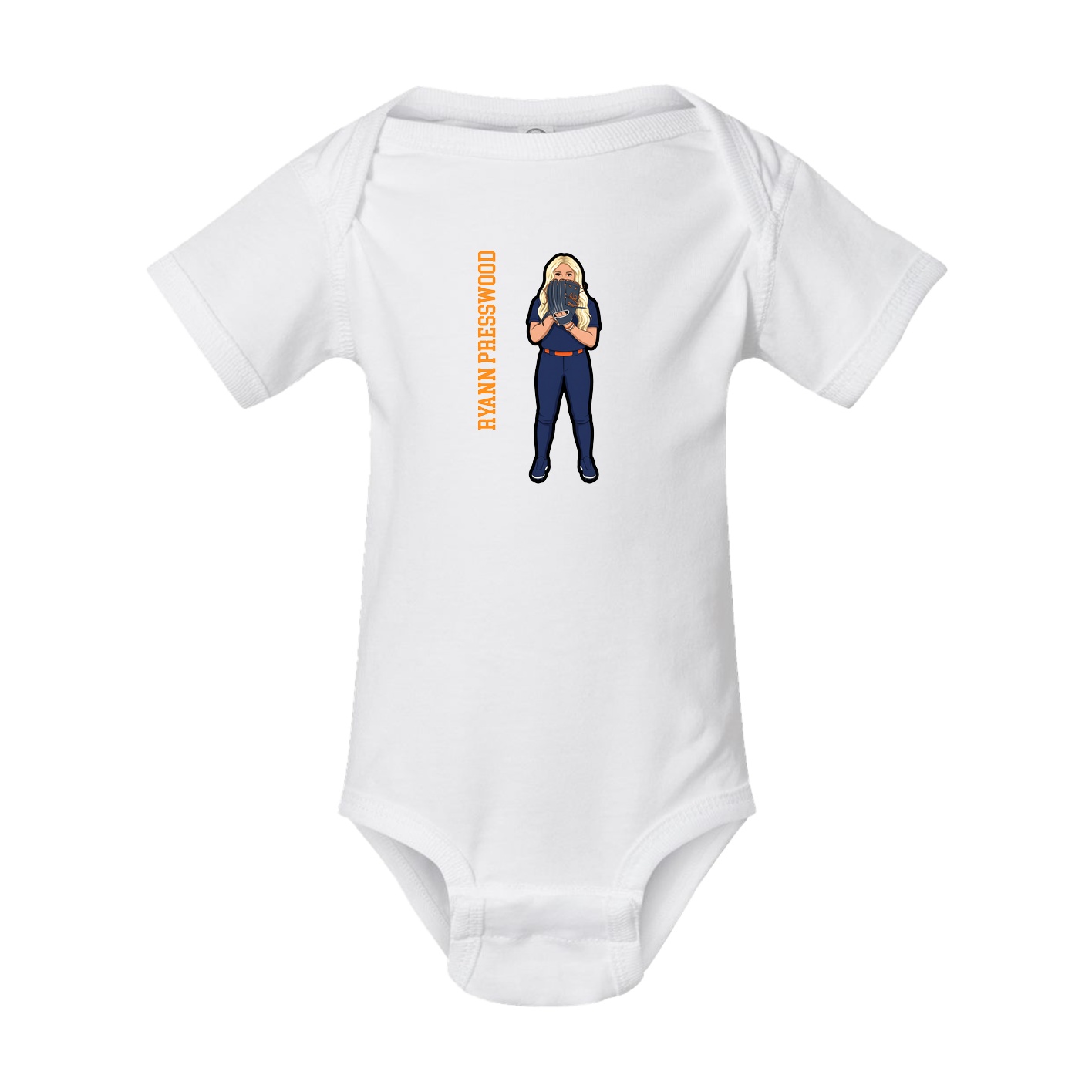 Baby Onesie — Name Vertical in White