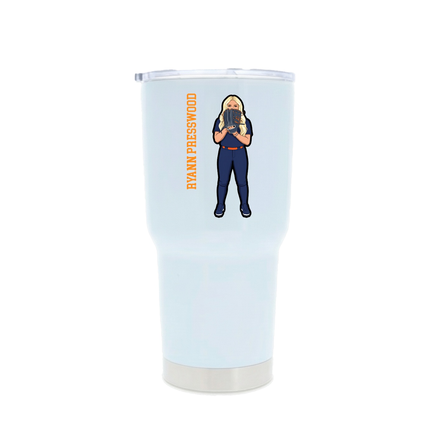 30oz Stainless Steel Tumbler — Name Vertical in White