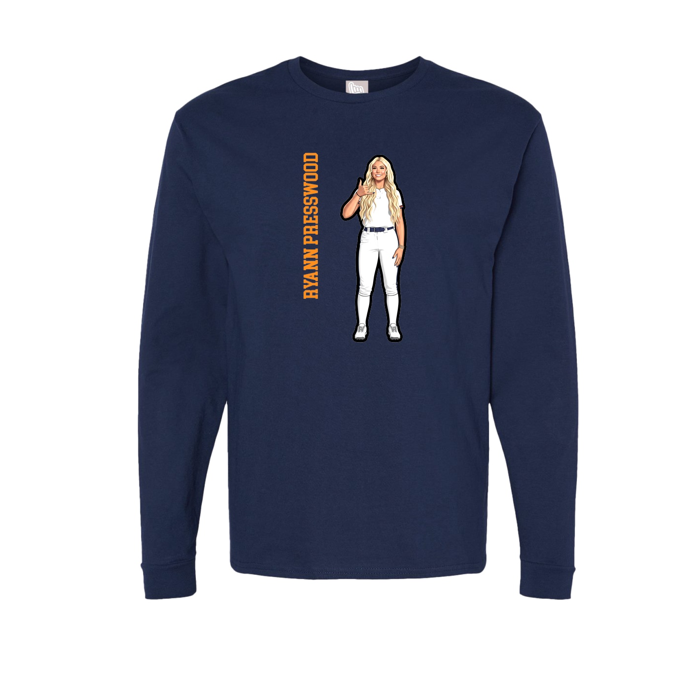 Long Sleeve Tee — Name Vertical in Navy