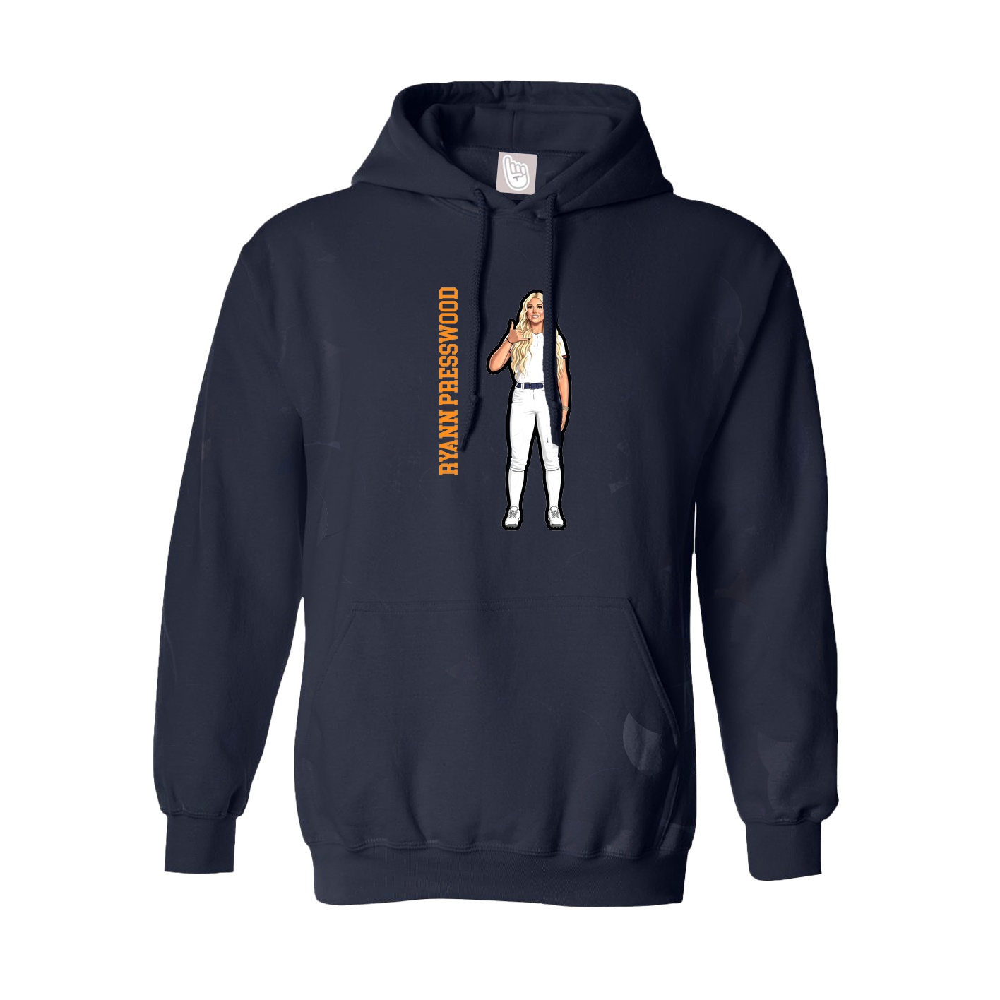 Hoodie — Name Vertical in Navy