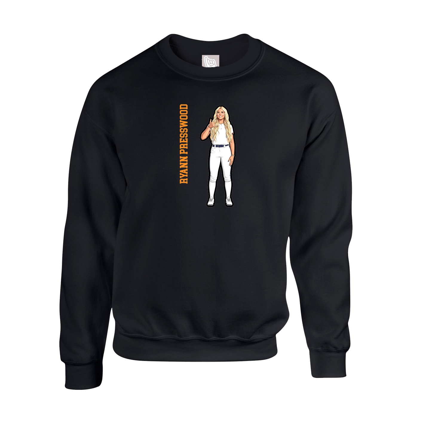 Fleece Crew — Name Vertical in Black