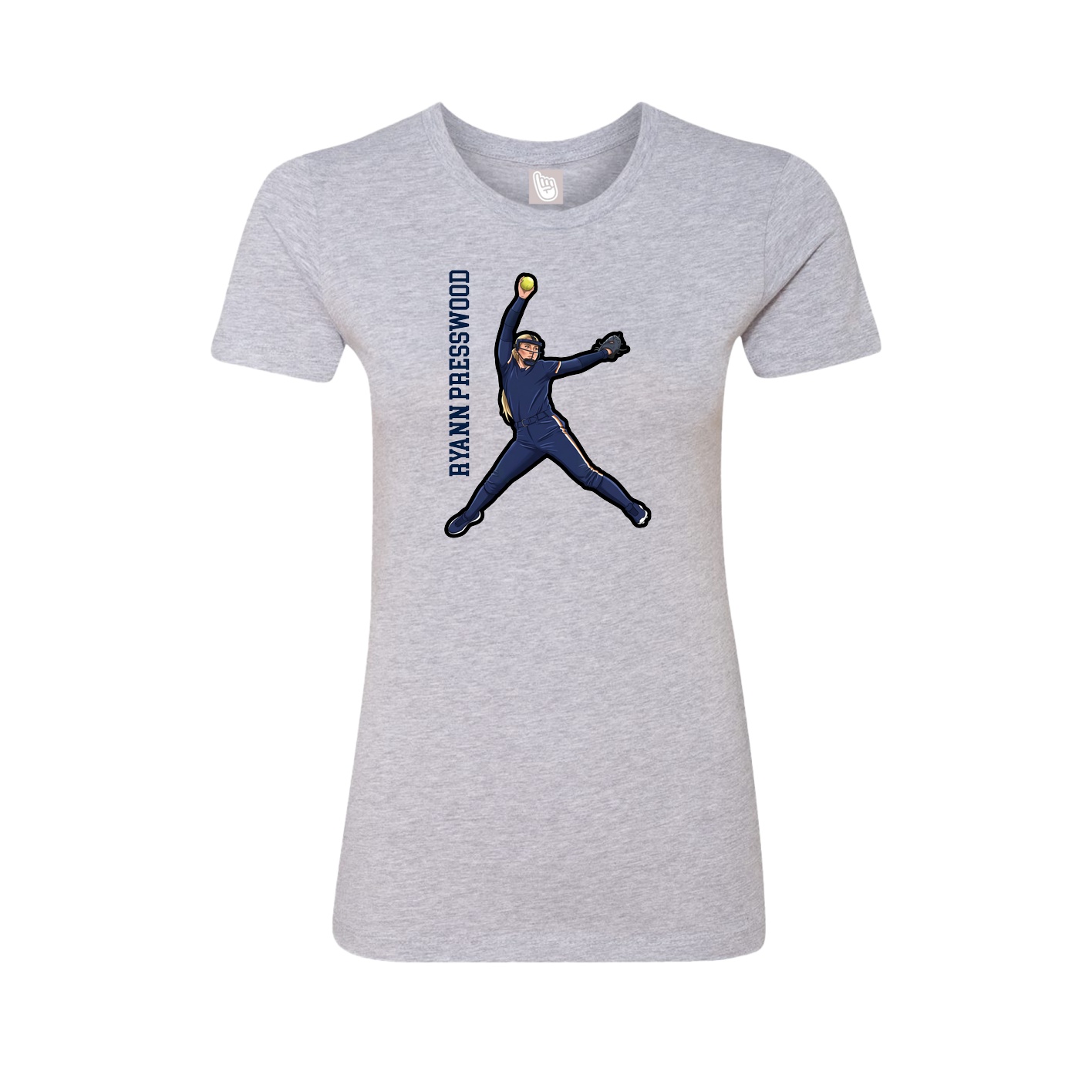 Womens Tee — Name Vertical in Grey