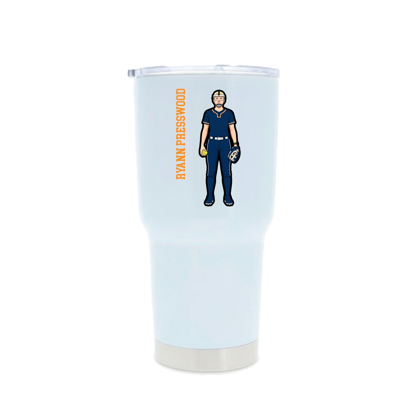 30oz Stainless Steel Tumbler — Name Vertical in White