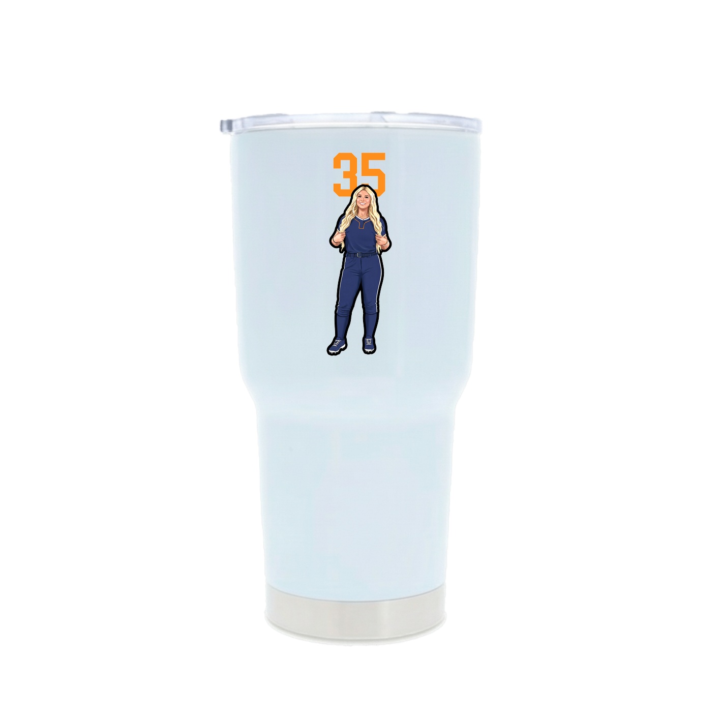 30oz Stainless Steel Tumbler — Number Top in White
