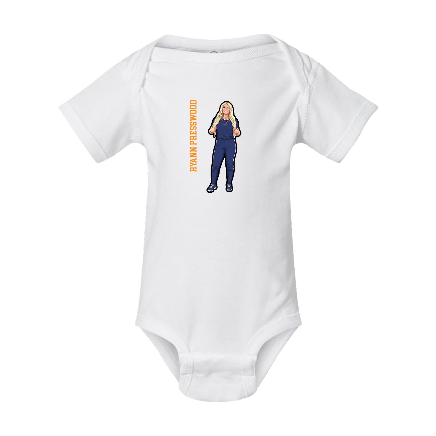 Baby Onesie — Name Vertical in White