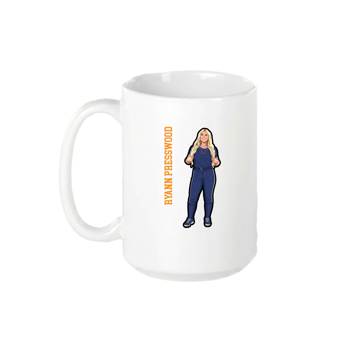 15oz Coffee Mug — Name Vertical in White