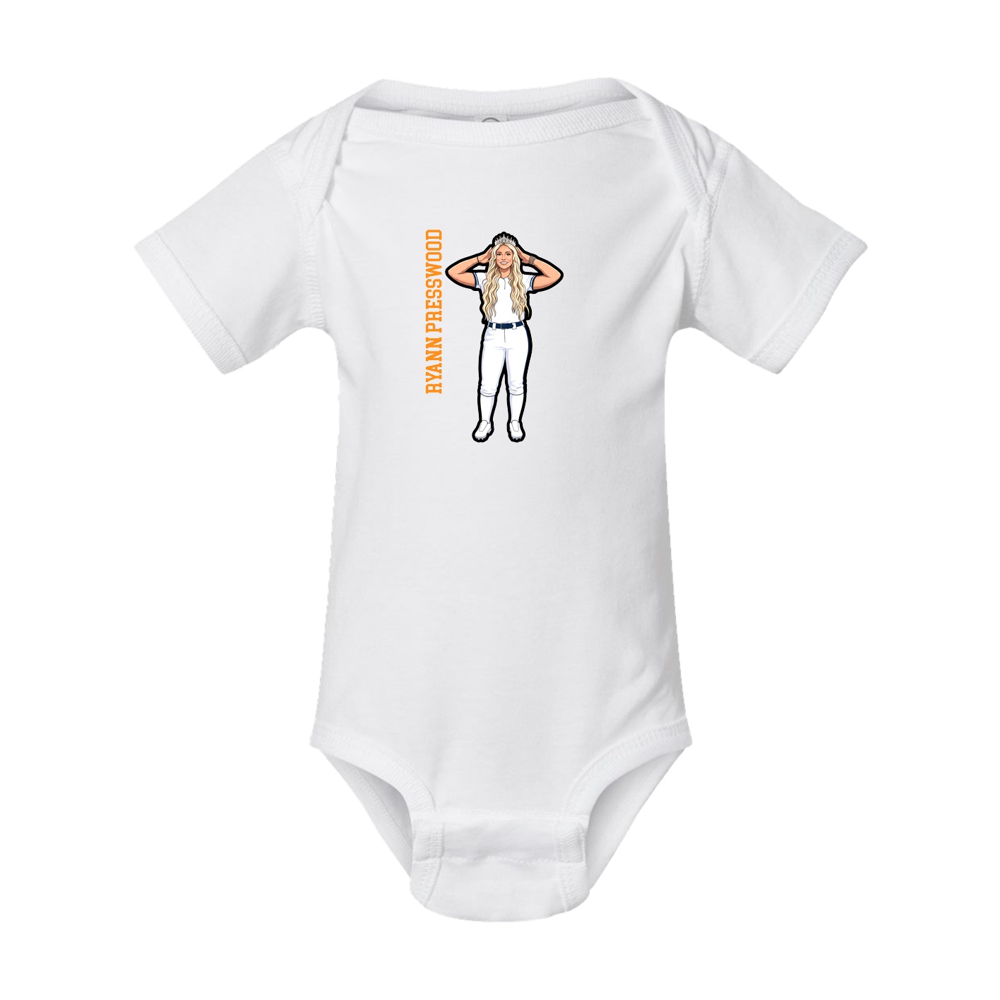 Baby Onesie — Name Vertical in White