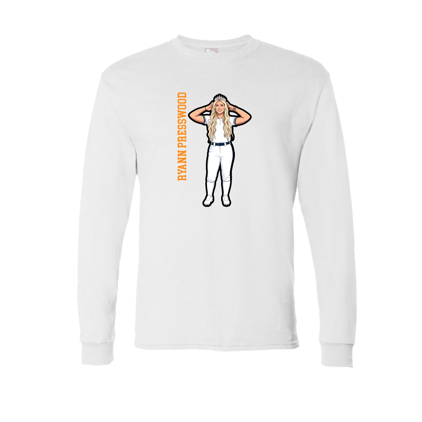 Long Sleeve Tee — Name Vertical in White