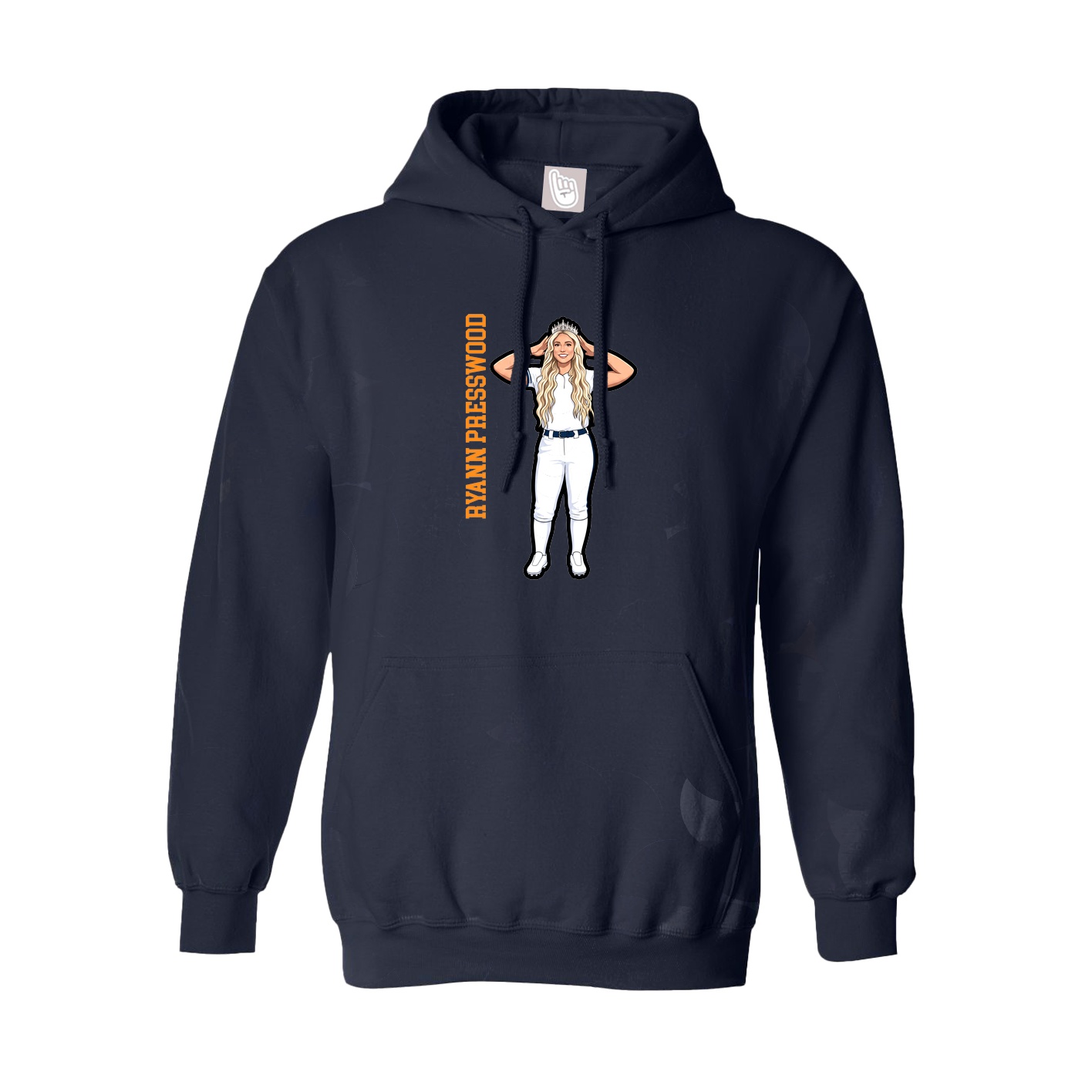 Hoodie — Name Vertical in Navy