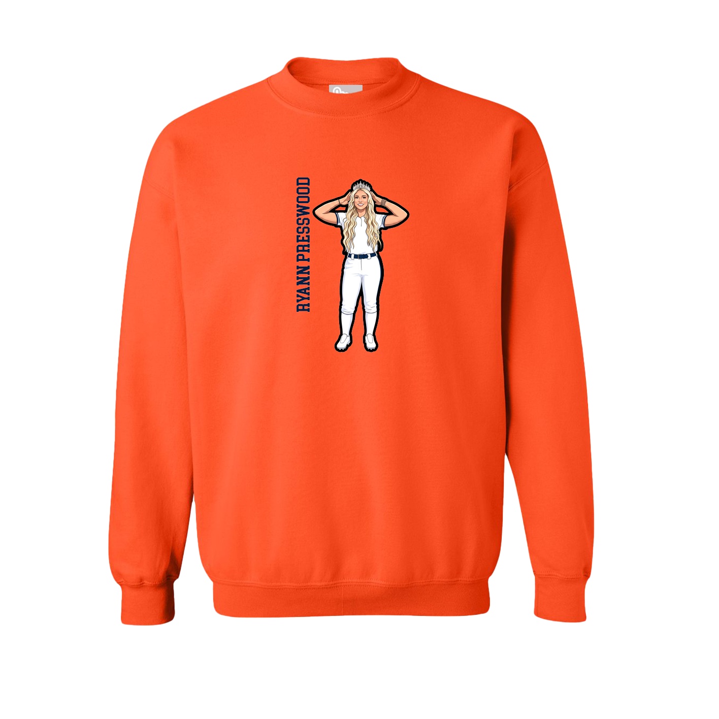 Fleece Crew — Name Vertical in Orange