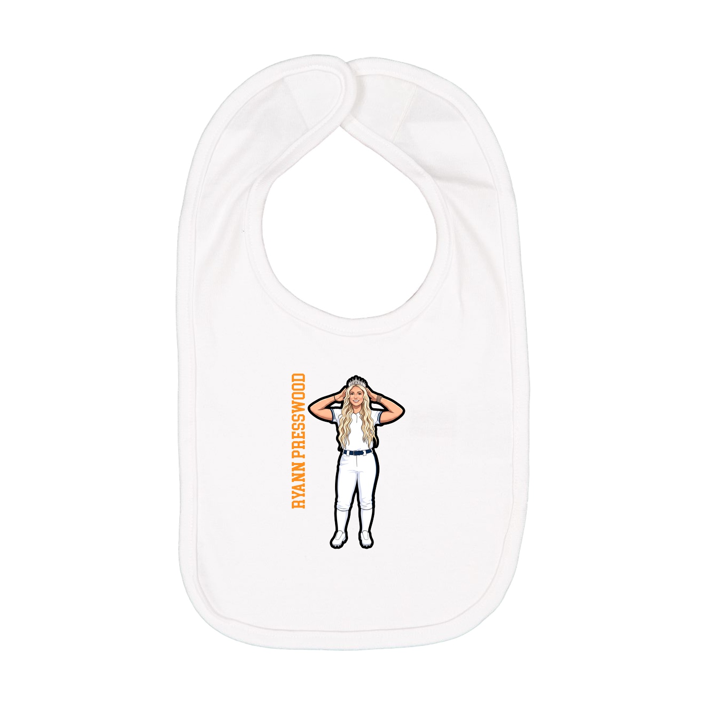 Infant Bib — Name Vertical in White