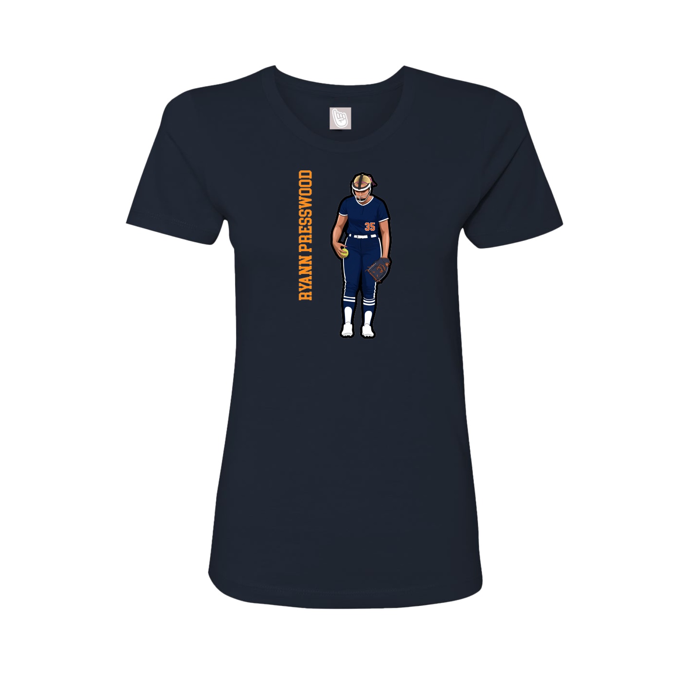 Womens Tee — Name Vertical in Navy