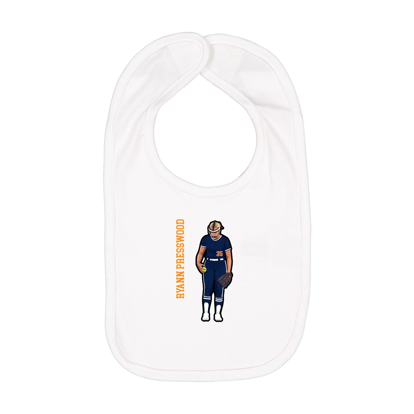 Infant Bib — Name Vertical in White