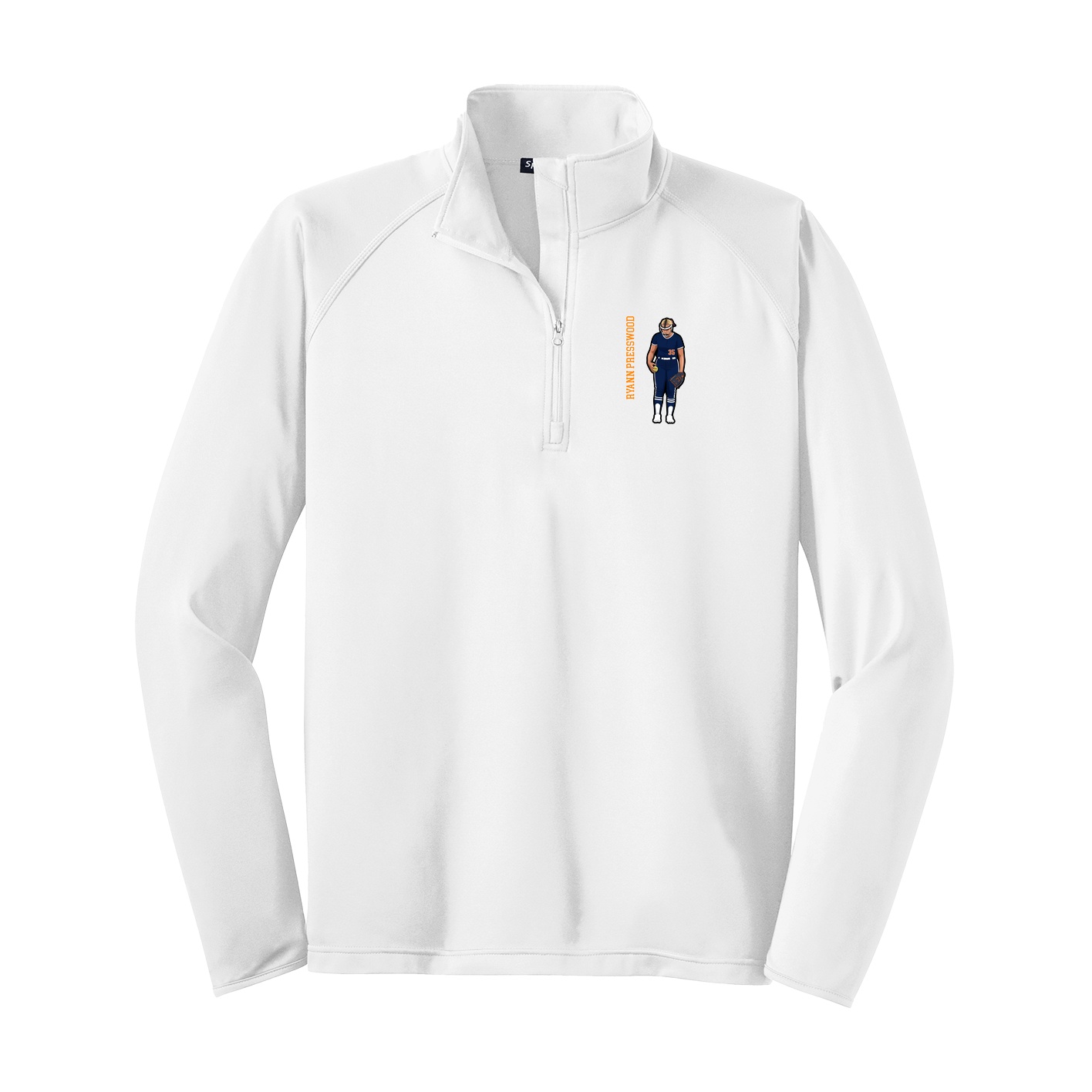 Q-Zip Pullover — Name Vertical in White