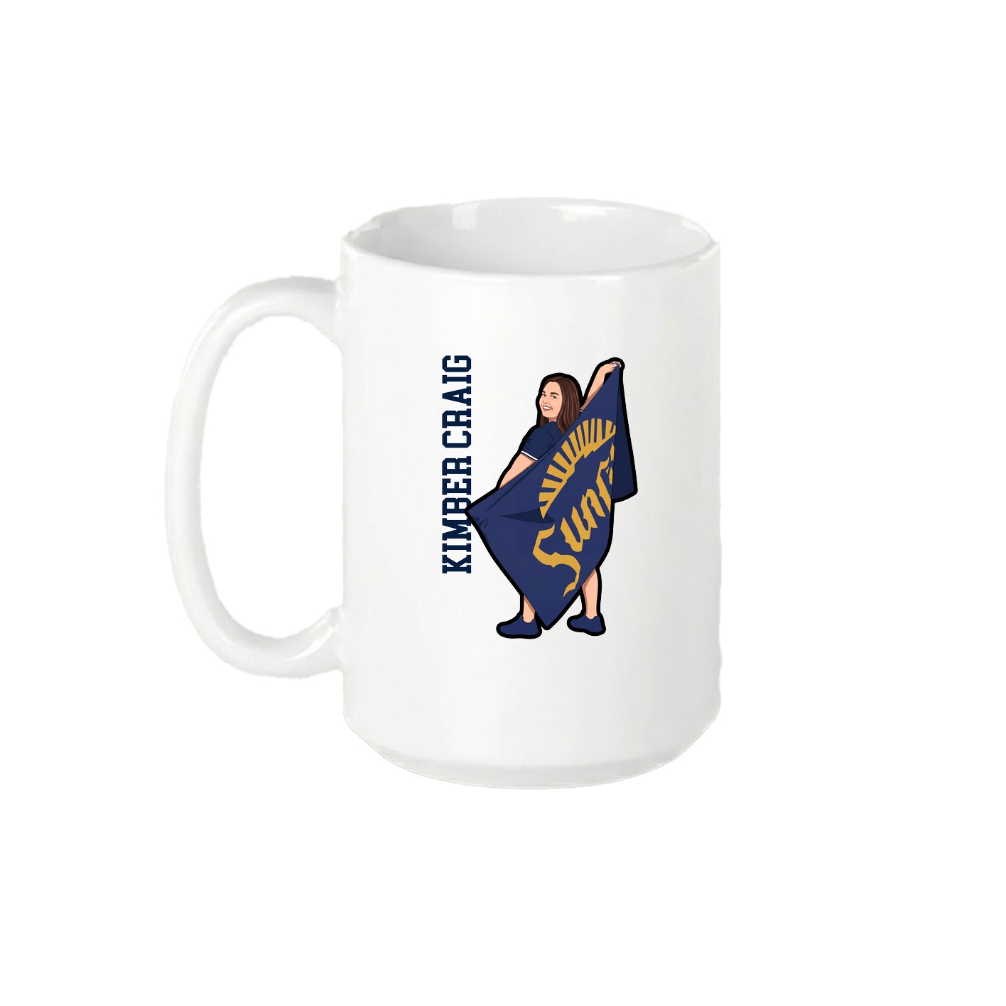 15oz Coffee Mug — Name Vertical in White