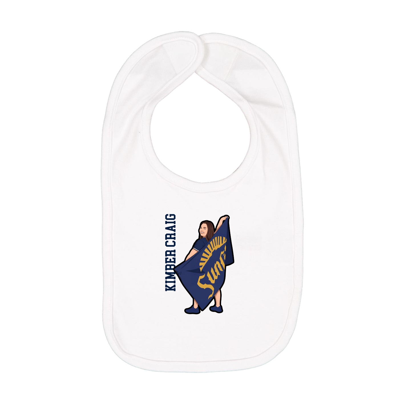 Infant Bib — Name Vertical in White