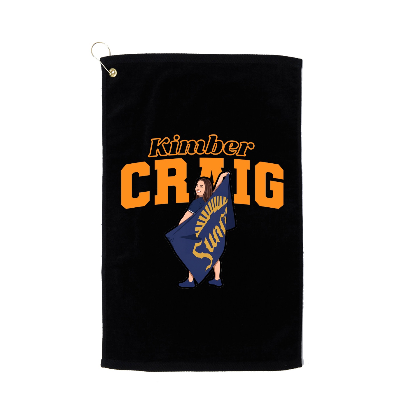 Golf Towel — Name Arch in Black
