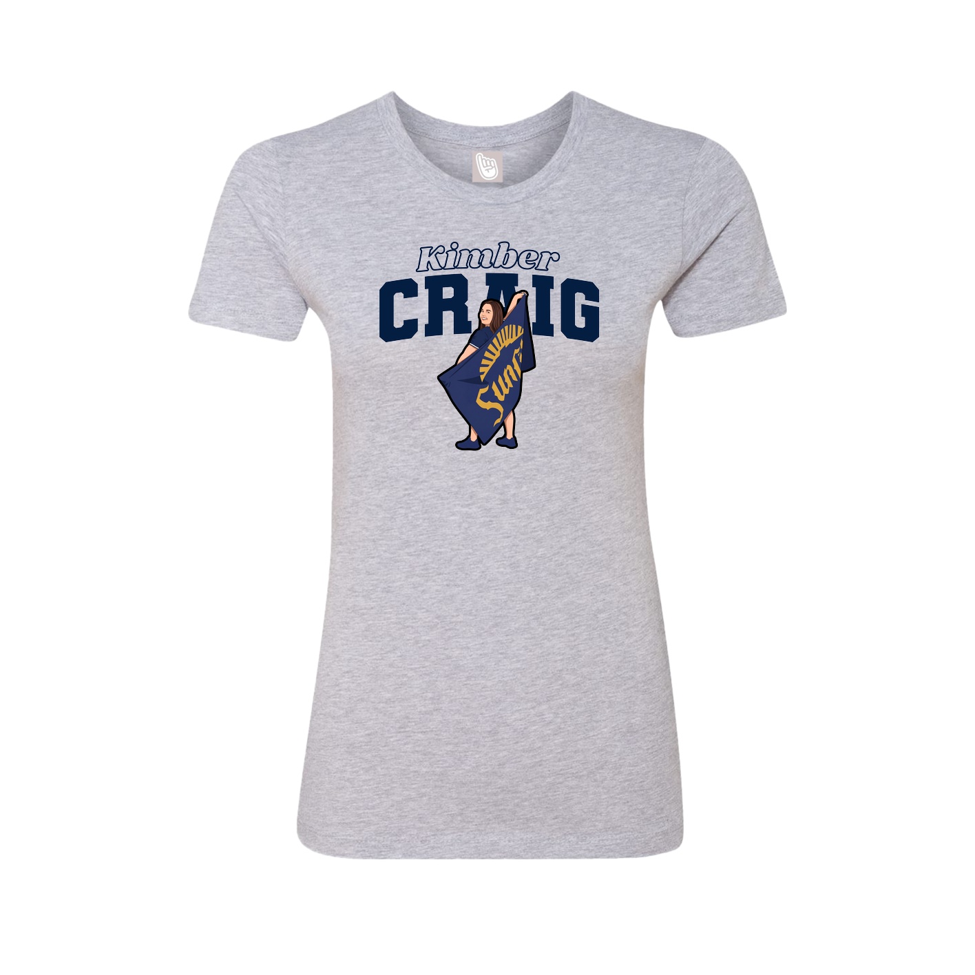 Fitted Women's Tee — Name Arch in Grey
