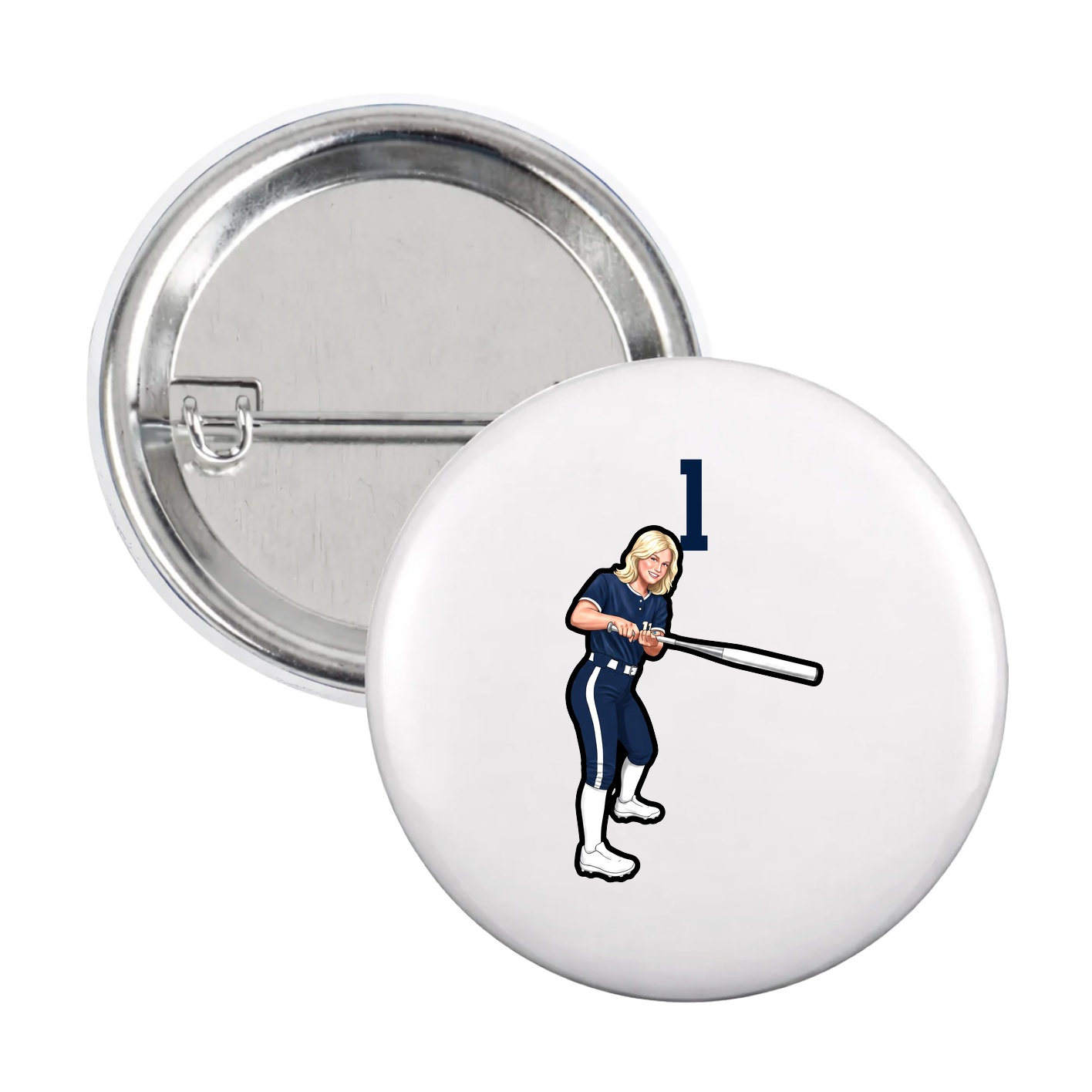 Game Day Button — Number Top in White