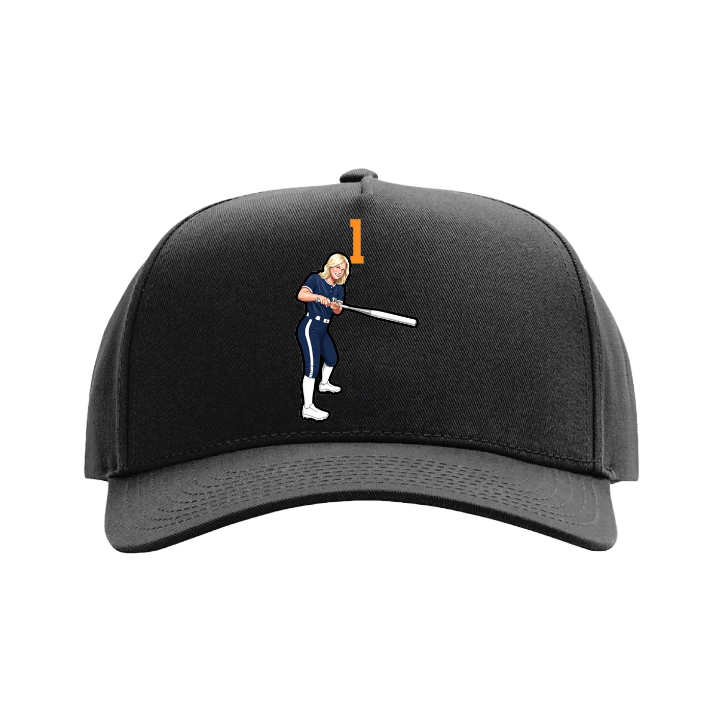 Full Fabric Five-Panel Champ Cap — Number Top in Black