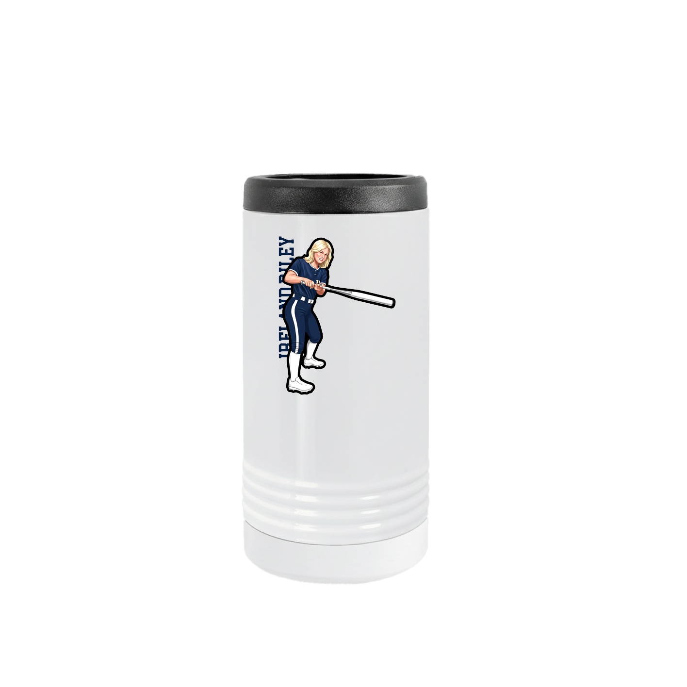 Slim Beverage Holder — Name Vertical in White