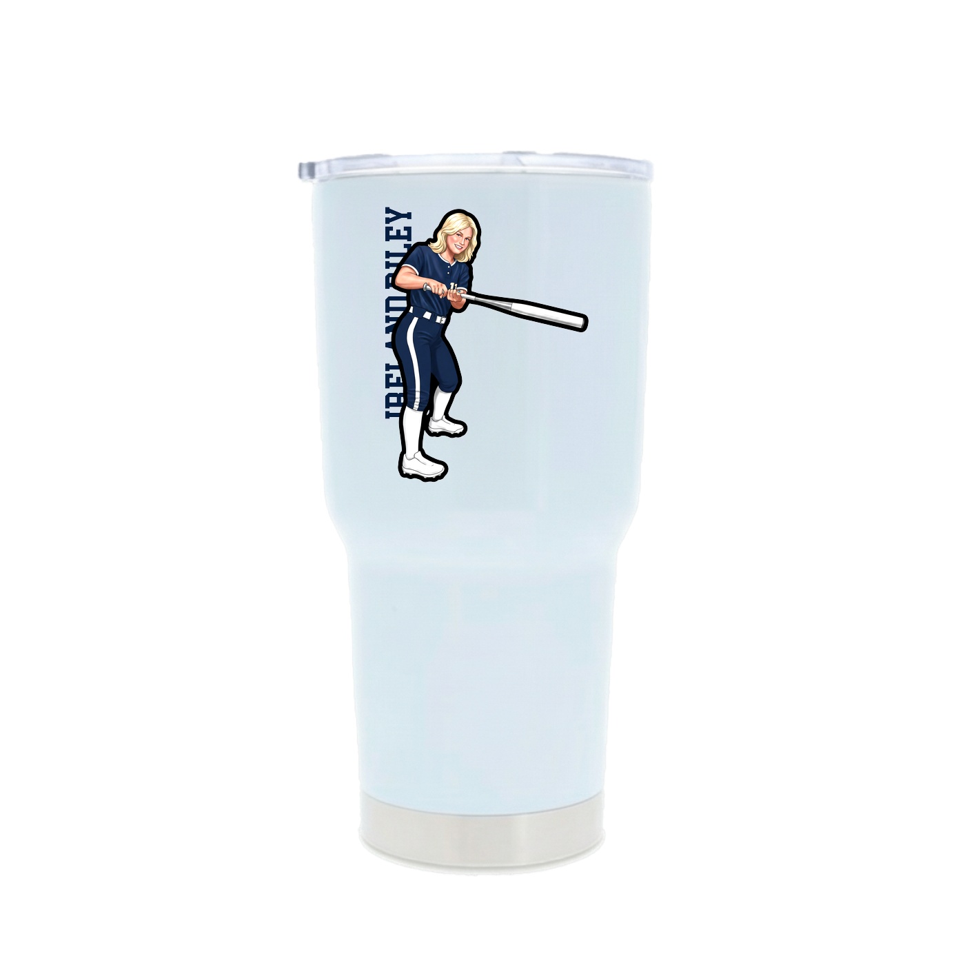 30oz Stainless Steel Tumbler — Name Vertical in White