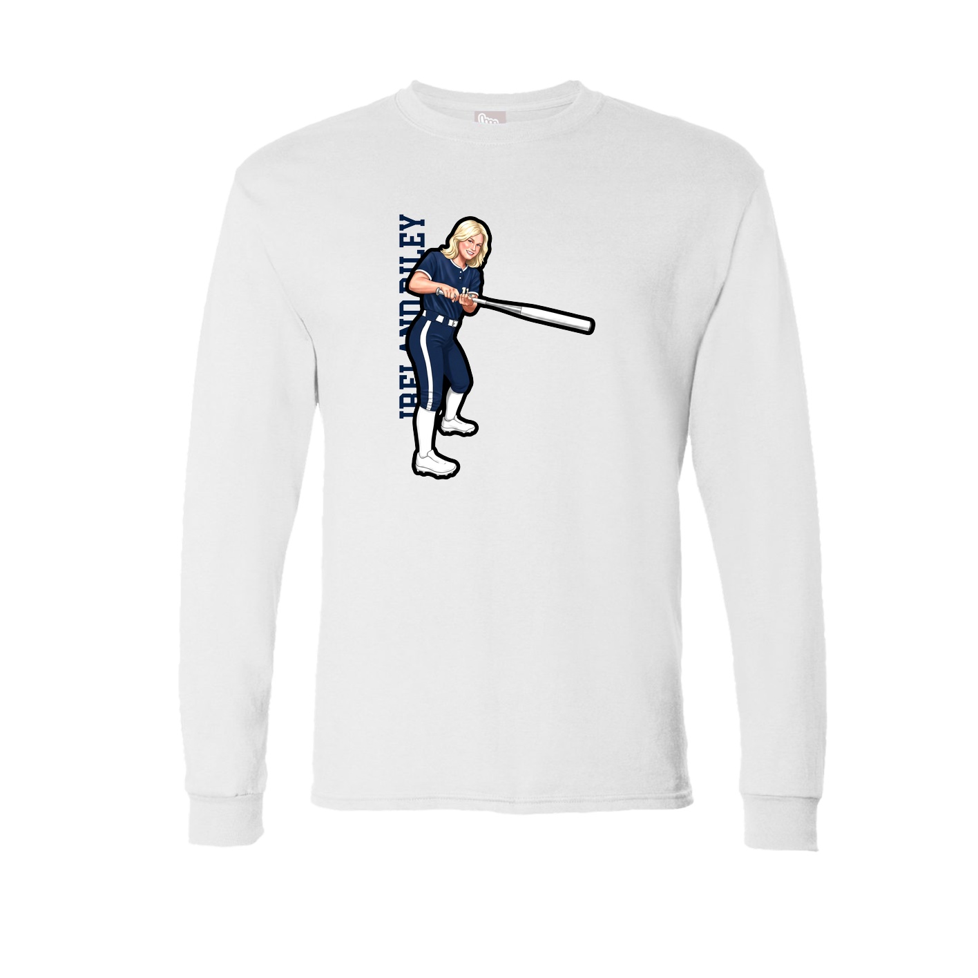 Long Sleeve Tee — Name Vertical in White