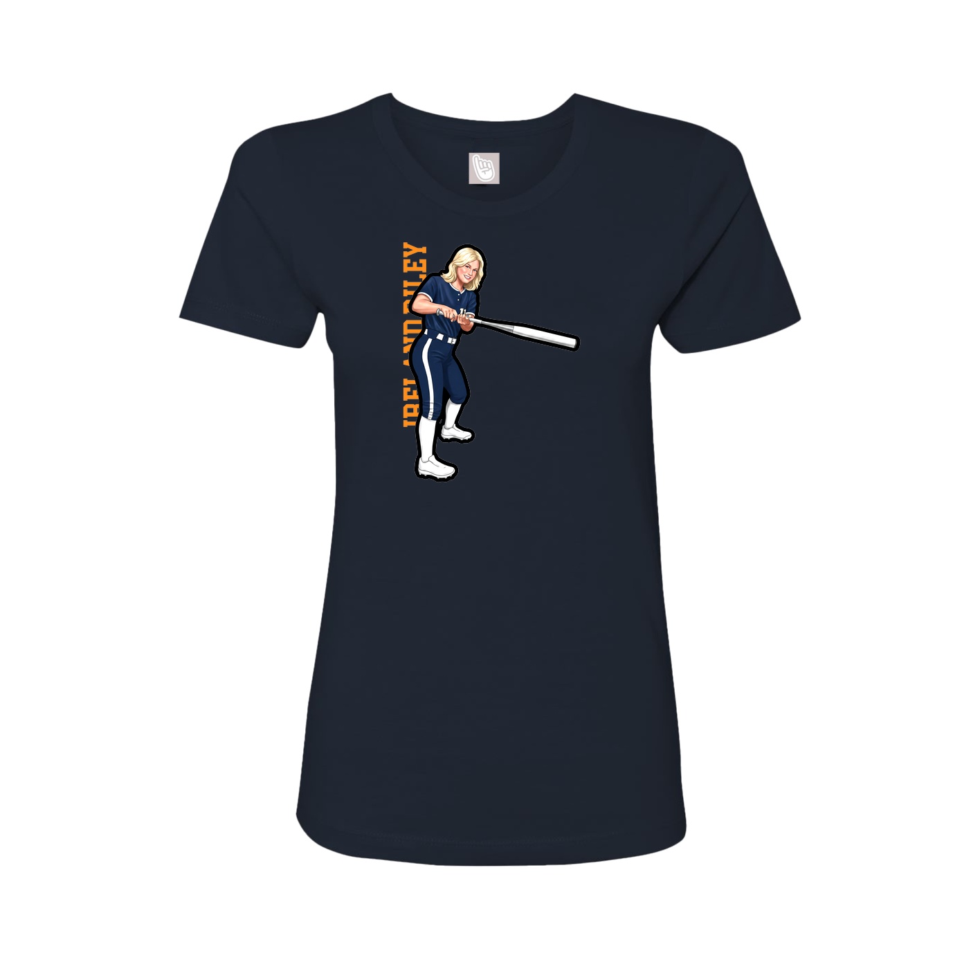 Fitted Women's Tee — Name Vertical in Navy