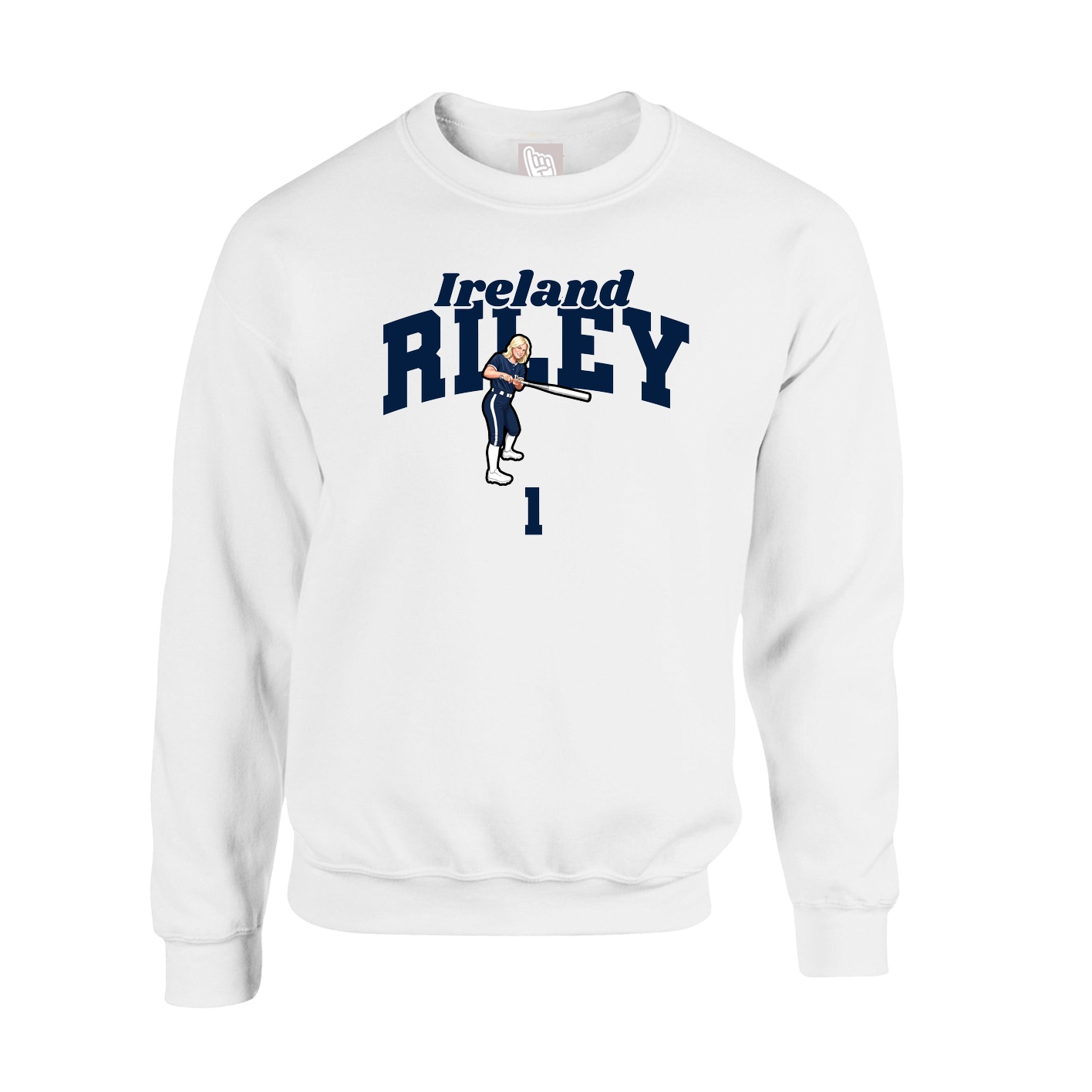 Fleece Crew — Signature Arch in White