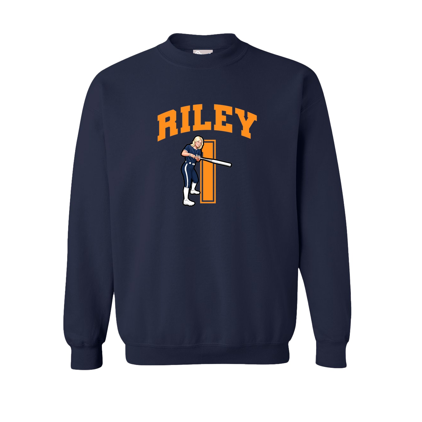 Fleece Crew — Number in Navy