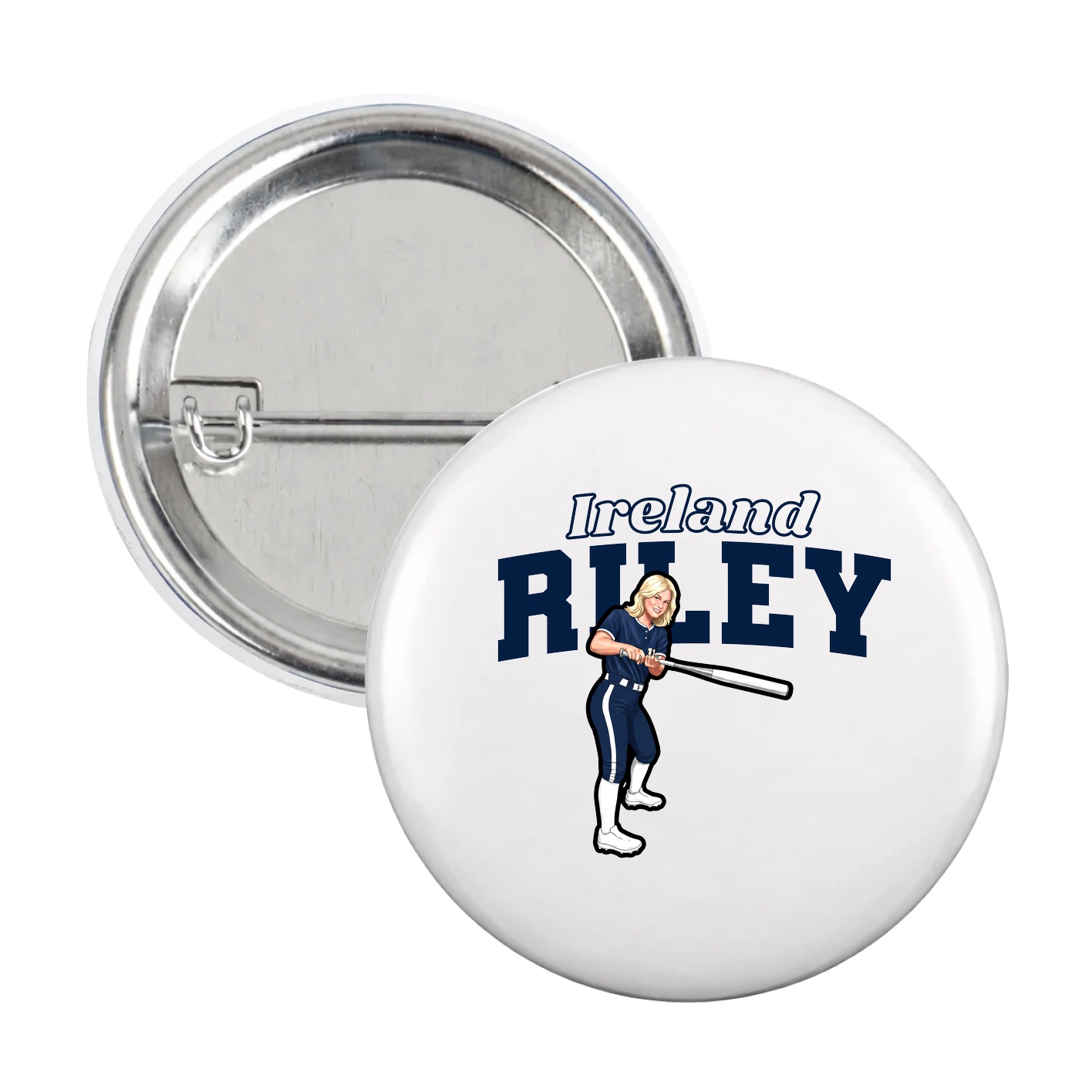 Game Day Button — Name Arch in White