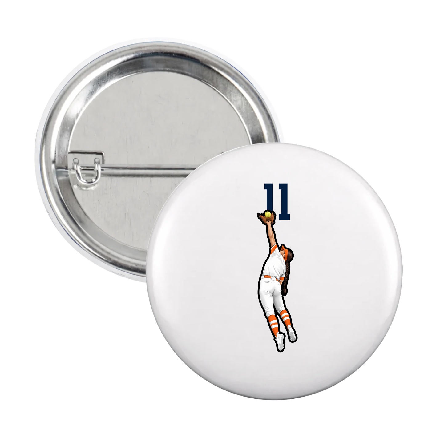 Game Day Button — Number Top in White