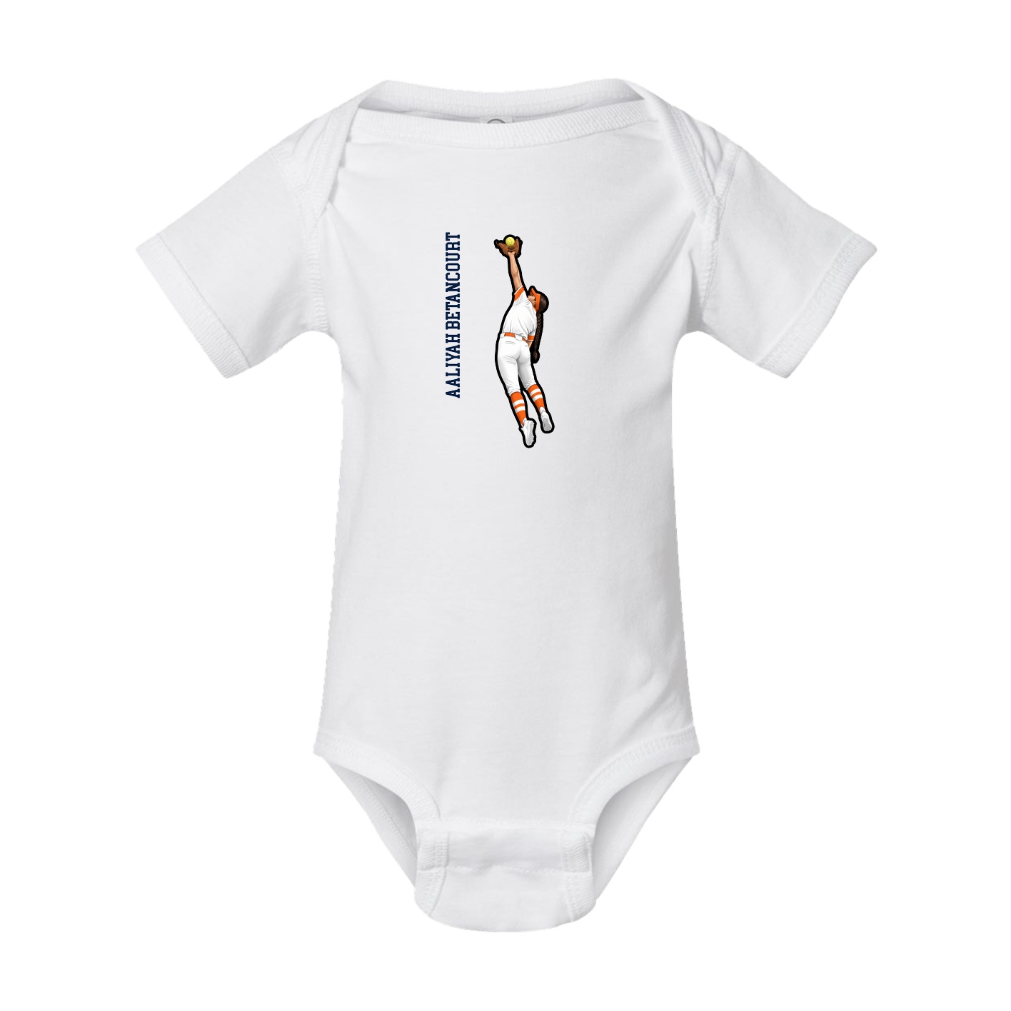 Baby Onesie — Name Vertical in White