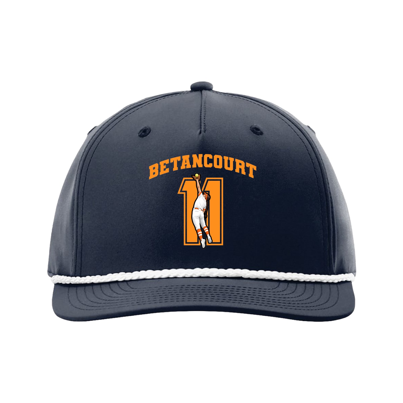 Five-Panel Classic Rope Cap — Number in Navy