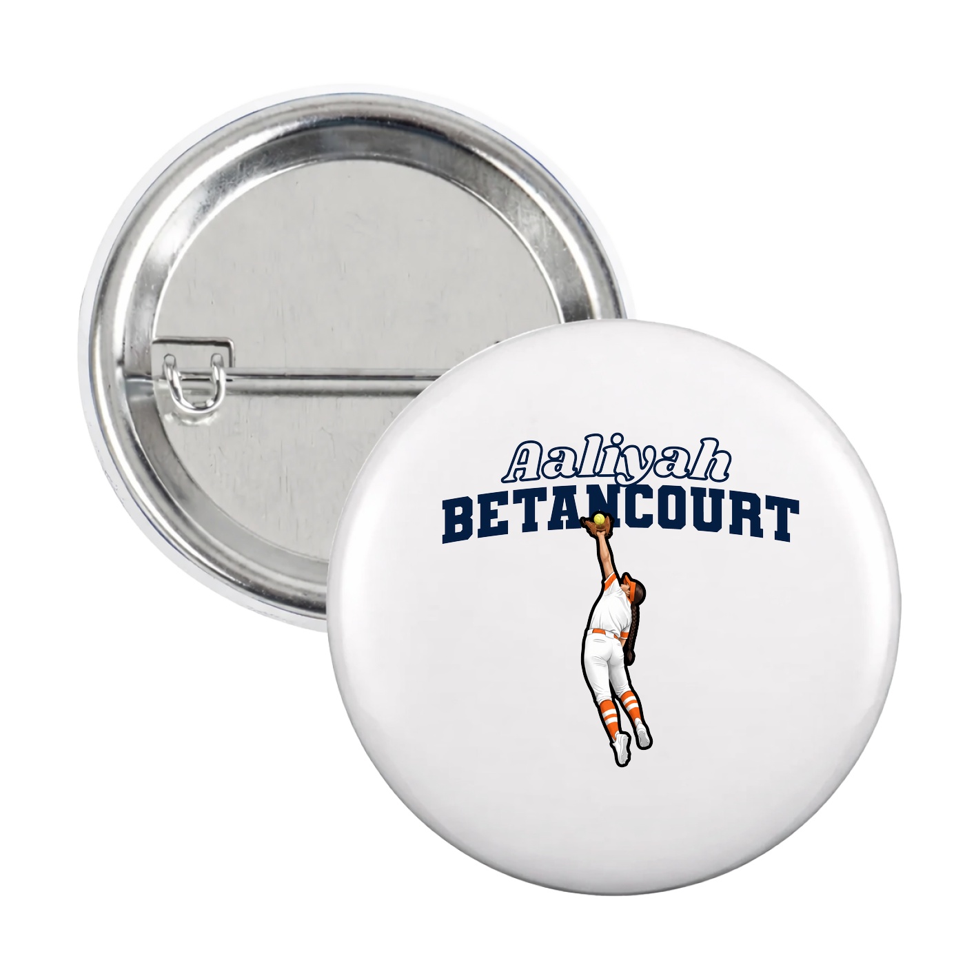 Game Day Button — Name Arch in White