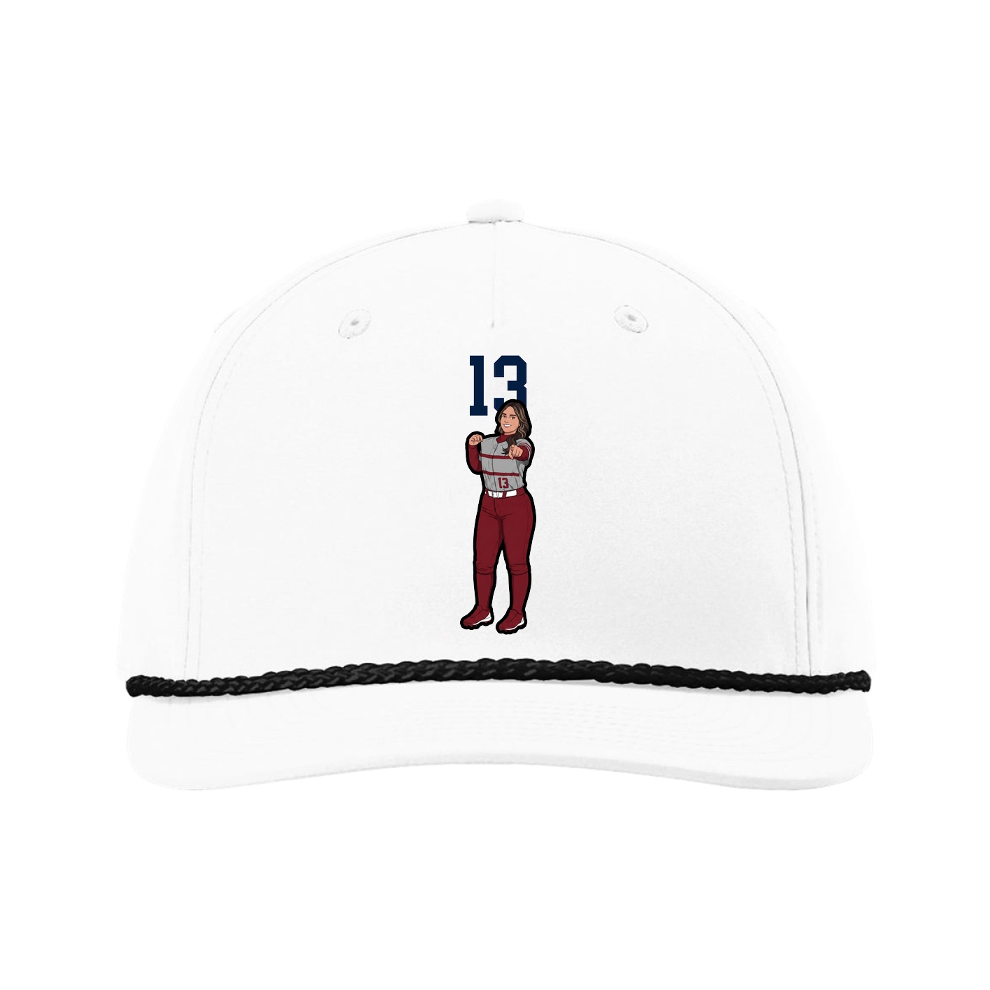 Five-Panel Classic Rope Cap — Number Top in White