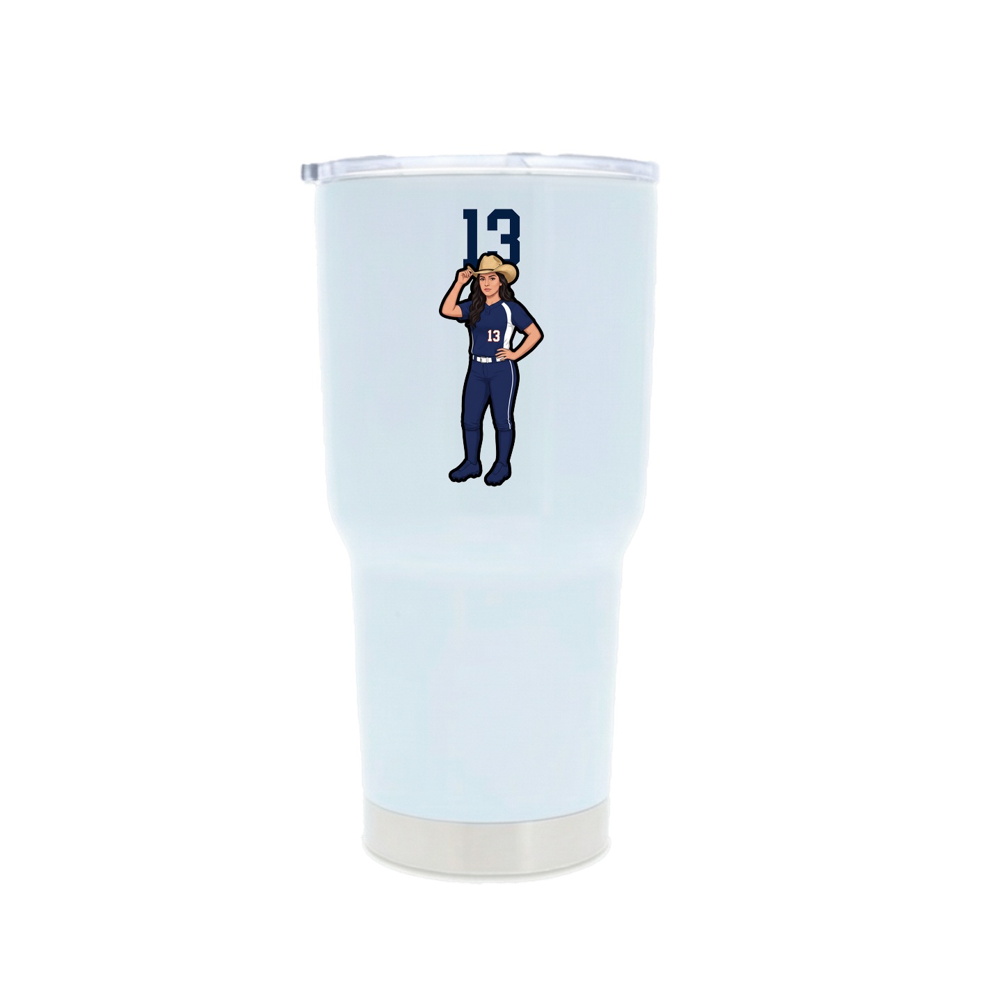 30oz Stainless Steel Tumbler — Number Top in White