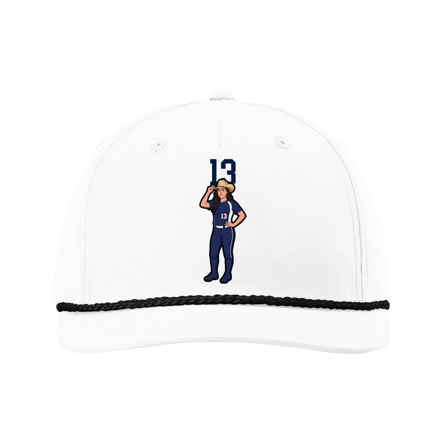 Five-Panel Classic Rope Cap — Number Top in White