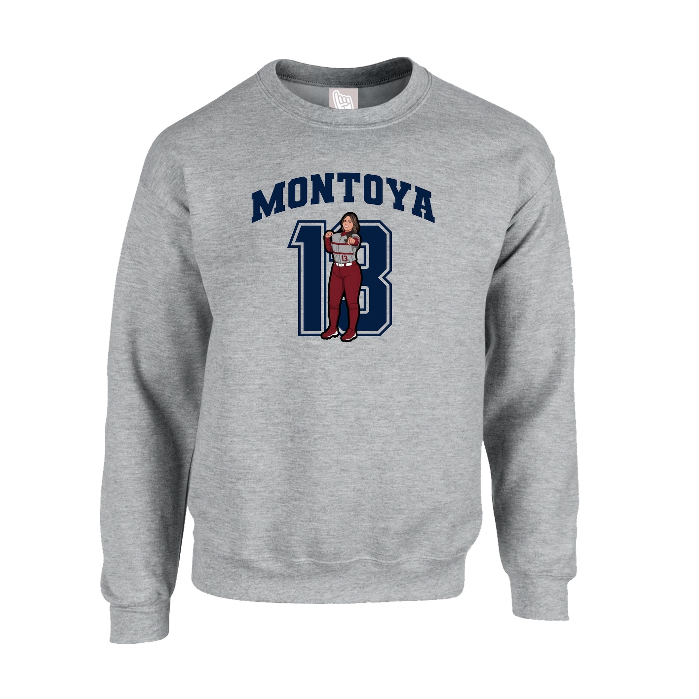 Fleece Crew — Number in Grey