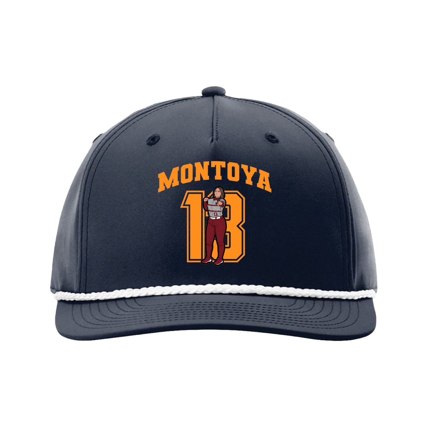 Five-Panel Classic Rope Cap — Number in Navy