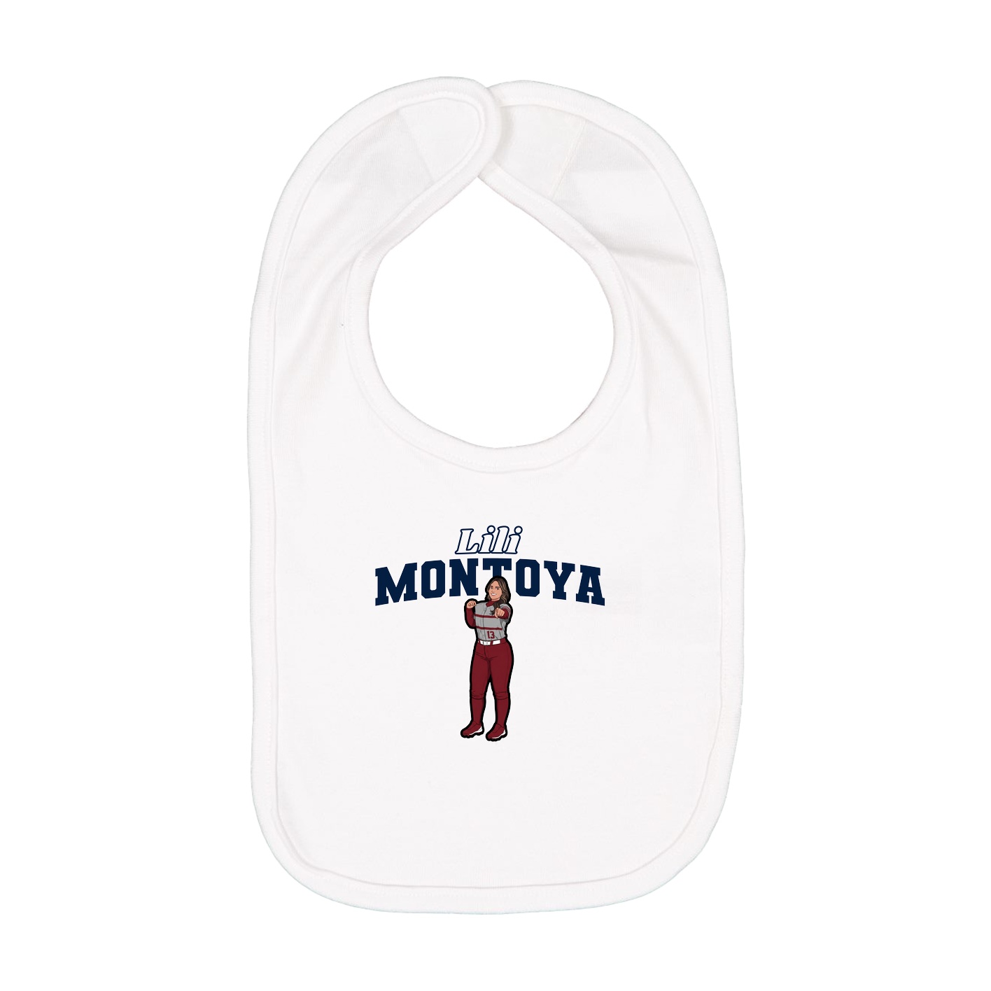 Infant Bib — Name Arch in White