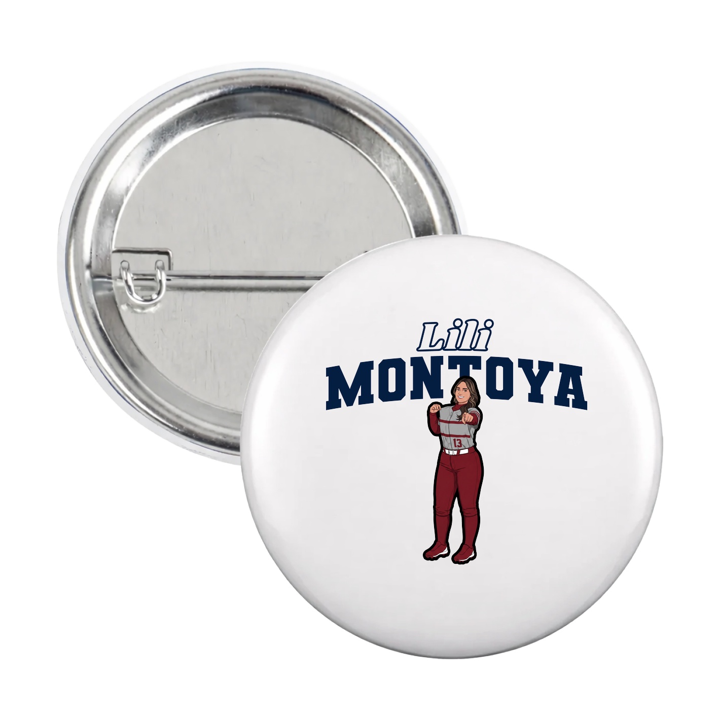 Game Day Button — Name Arch in White