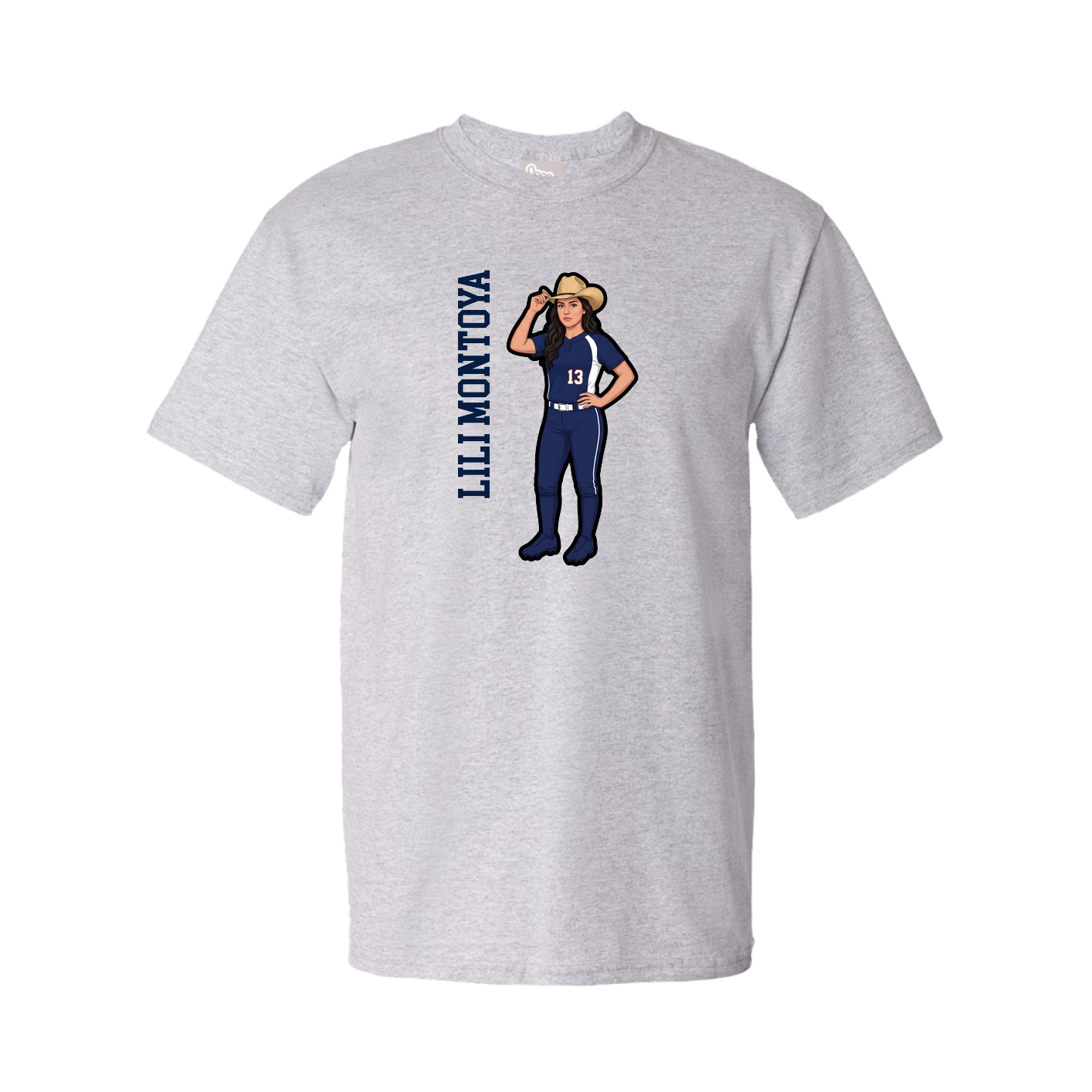 Youth Tee — Name Vertical in Grey