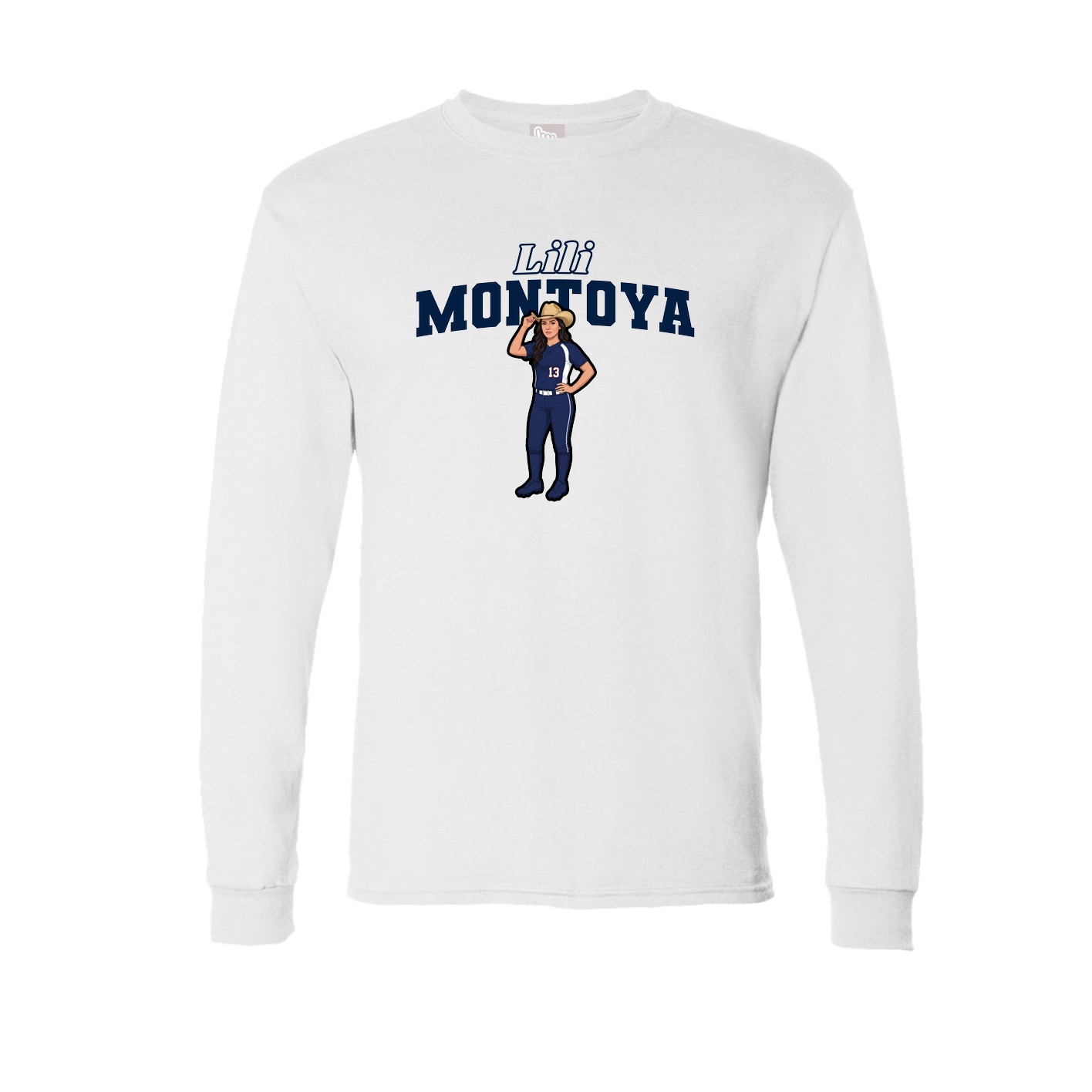 Long Sleeve Tee — Name Arch in White