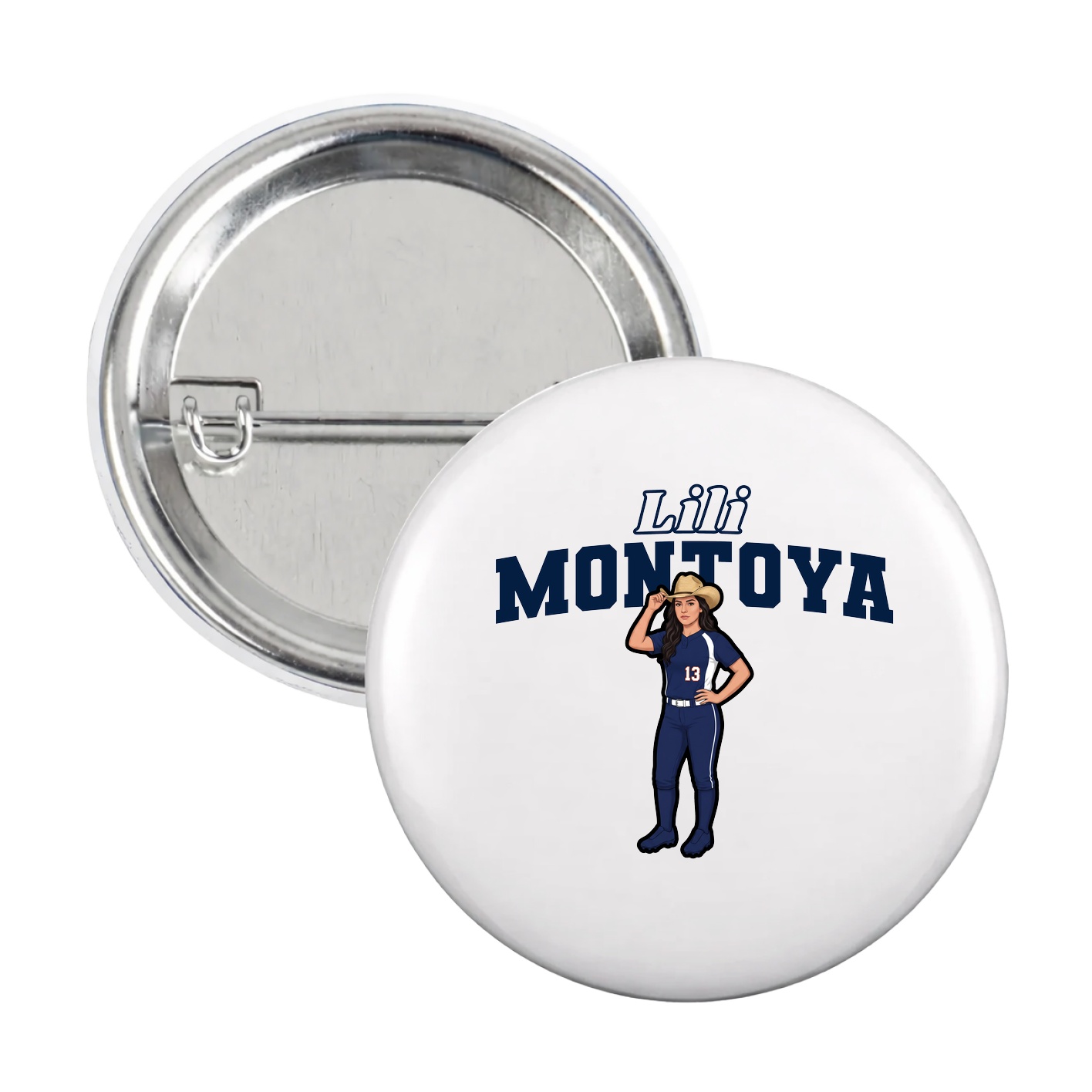 Game Day Button — Name Arch in White