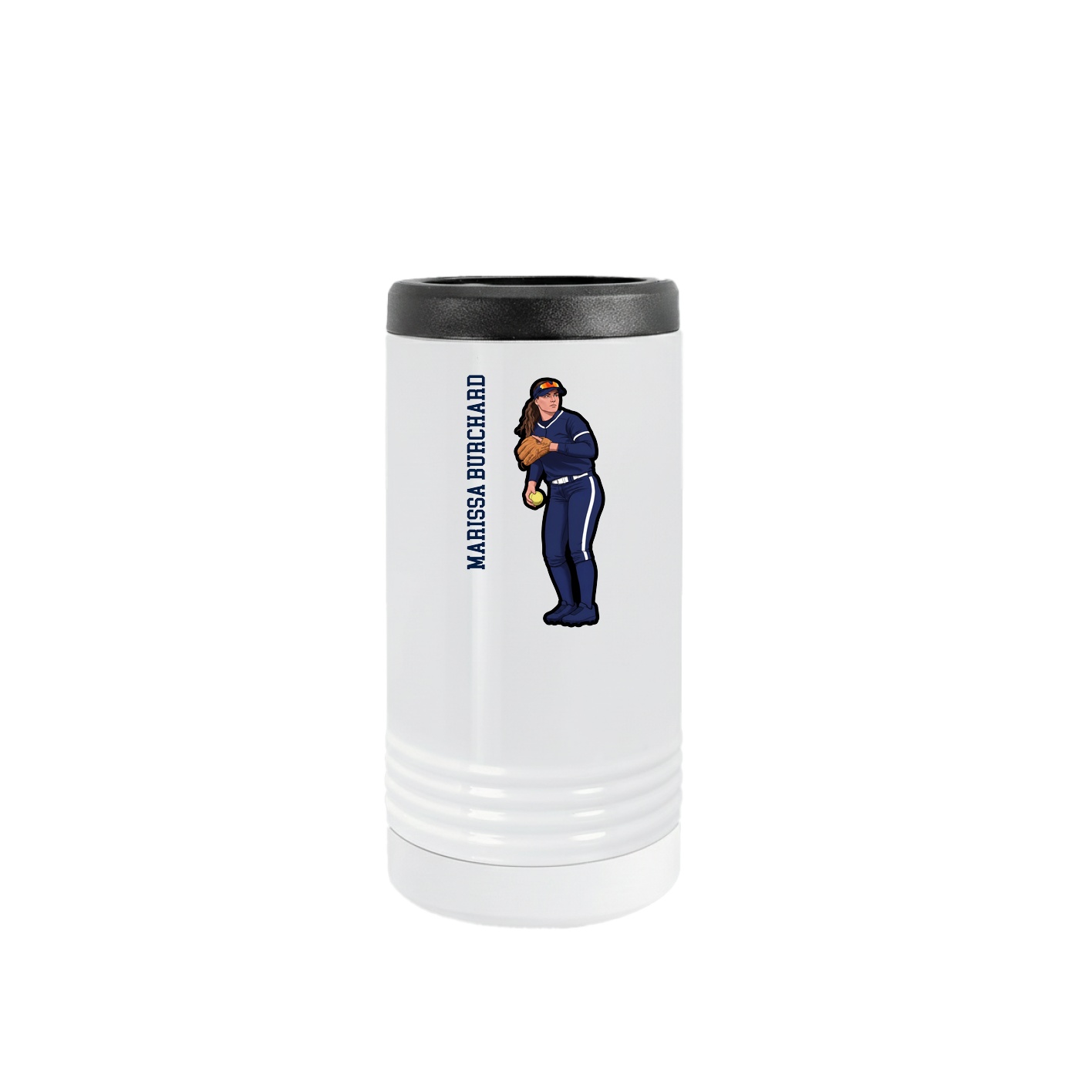 Slim Beverage Holder — Name Vertical in White