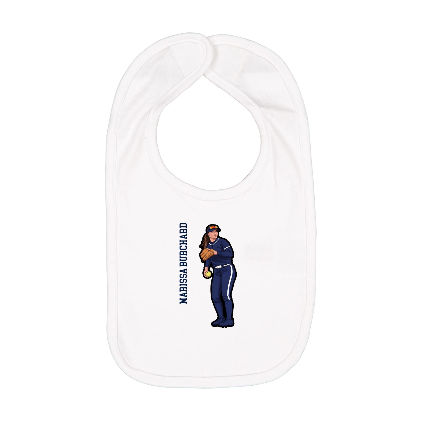 Infant Bib — Name Vertical in White