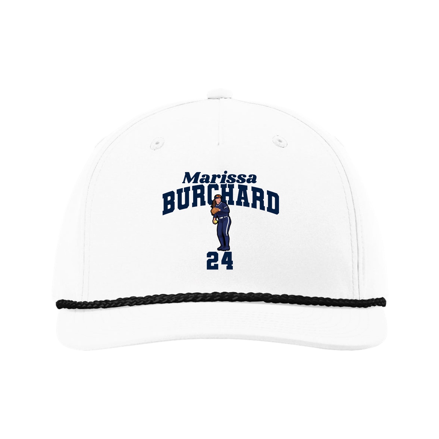 Five-Panel Classic Rope Cap — Signature Arch in White