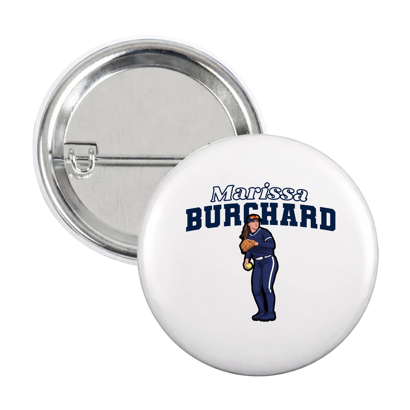 Game Day Button — Name Arch in White