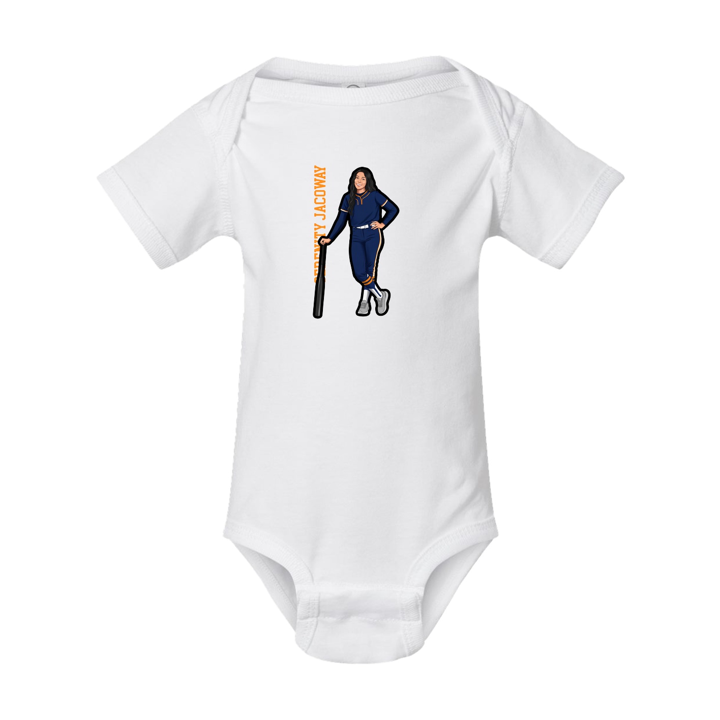 Baby Onesie — Name Vertical in White